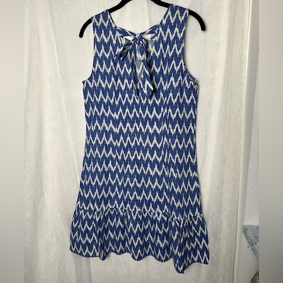 3/$20 💥 J.Crew Blue and White Linen Cotton Blend A-Line Sleeveless Dress Small - Picture 10 of 17